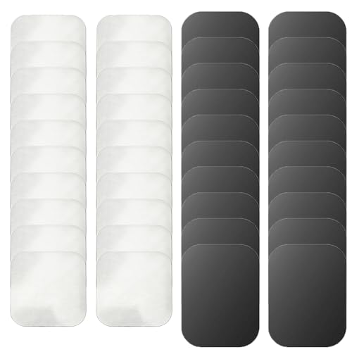 Lxtness Placa de metal autoadhesiva, 40 unidades, placa de metal para teléfono móvil, con adhesivo fuerte para imanes, accesorios para coche, color negro y plateado