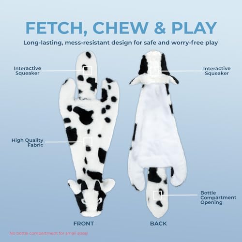 Image of Best Pet Supplies Squeaky Dog Toys with Soft Durable Fabric for Small, Medium and Large Pets Interactive Toy for Indoor Play, Supports Active Biting and Play - Cow, Small