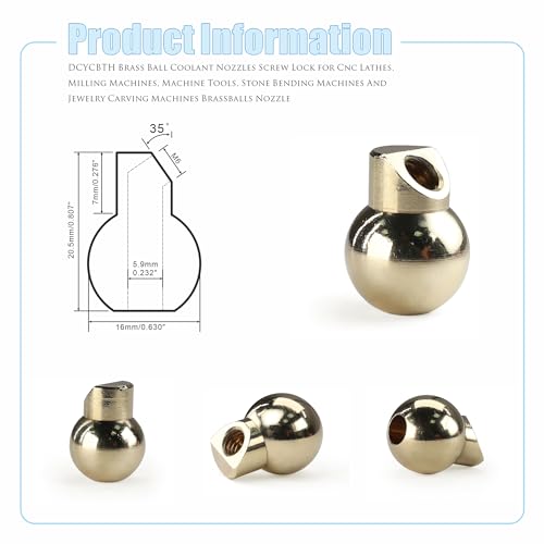 Image of 10 PCS M6 16mm Brass Ball Coolant Nozzles Screw Lock for CNC Lathes, Milling Machines, Machine Tools, Stone Bending Machines and Jewelry Carving Machines Brassballs Nozzle