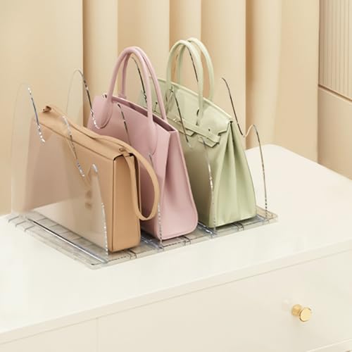 Image of HASTHIP Adjustable Wardrobe Divider, Purse Organizer for Handbag, Dividers for Bags, 4-Compartment Clear Bag Storage, Multi Purpose Desk Dividers for File Folders