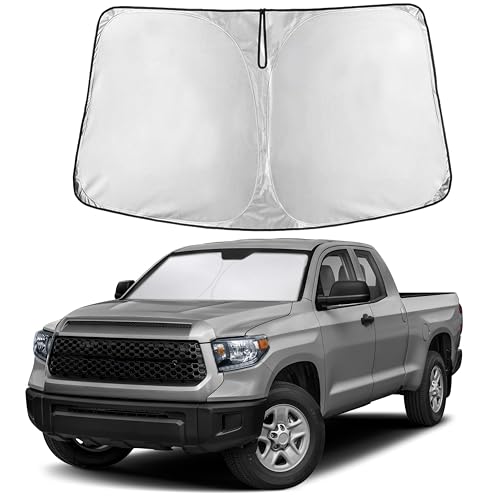 Image of EcoNour Windshield Sun Shade Compatible for Toyota Tundra 2022-2026 | Custom Fit Pickup Truck Front Window Sunshade | Foldable UV & Heat Reflective Sun Visor