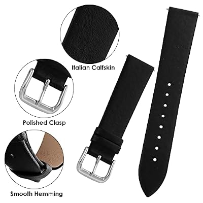 Cobee Leather Watch Straps - Soft Calfskin Leather Watch Band with Quick Release Stainless Steel Clasp for Men & Women's Universal Watches
