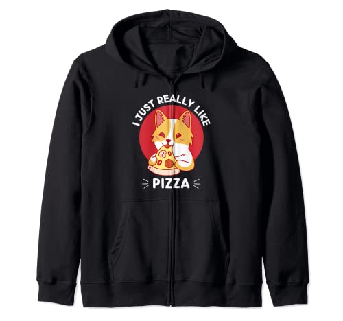 Kawaii Lindo perro Corgi I Just Really Love Pizza Lover Sudadera con Capucha