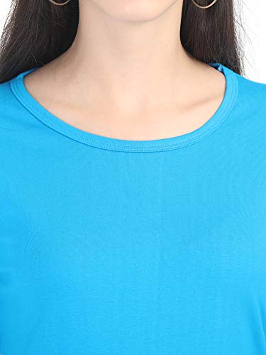 Image of FLEXIMAA Women's Cotton Plain Round Neck Full Sleeve T-Shirt
