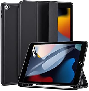 ESR iPad 9th Generation Case with Pencil Holder/iPad 8th Generation/iPad 7th Generation Case (2021/2020/2019), iPad Case with Soft Back Cover, Trifold Stand, Auto Sleep/Wake, Rebound Series, Black