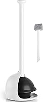 Denvlex Heavy Duty Toilet Plunger with Holder - 19-Inch Pearl White, Ventilated Base for Unclogging Toilets, Sinks & Showers