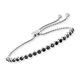 Ross-Simons 2.00 ct. t.w. Bezel-Set Black Diamond Bolo Bracelet in Sterling Silver