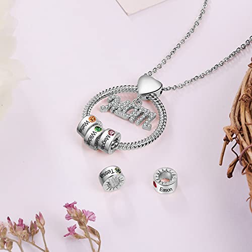 Personalized Mother Necklace with 1-5 Names Birthstone Mom Necklace for Women Mother Daughter Necklace Pendent Necklaces Customized Birthday Chirstmas Gifts for Mom Grandma4