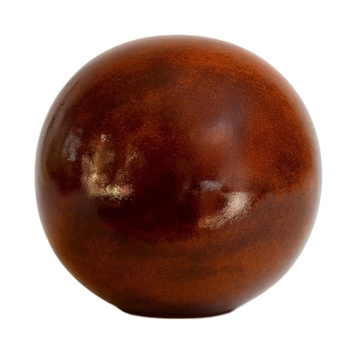 Boule en céramique de 20 cm - Décoration de jardin - En céramique de grès robuste - Résistant au gel et aux intempéries - Marron brillant