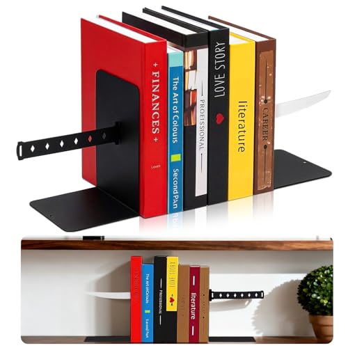 Fuyoooo Katana Bookend Decorative Modern Metal Black Bookend Funny for