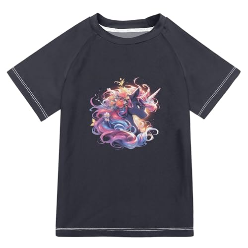 Funny Unicorns Florals Kids Bathing Suit UV Protection Swimwear Beach Tops 3T