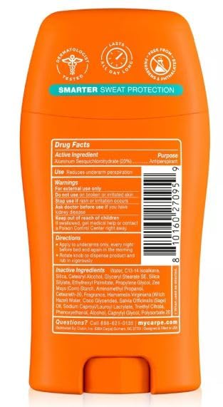 New Carpe Men's Antiperspirant Deodorant, 100HR Sweat and Odor Control, Clean Sport, 1.76 oz