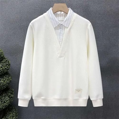 Men's Fake Two-Piece All-Match Casual Sweatshirts Men's Shirt Collar Classic Top4