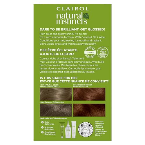 Clairol Natural Instincts Demi-Permanent Hair Dye, 6R Light Auburn Hair Color, Pack of 1 - Image 3