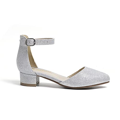 Image of Amoji Girls High Heels Kid Ankle Strap Dress Shoes Wedding Party for Little Kid Big Kid 412
