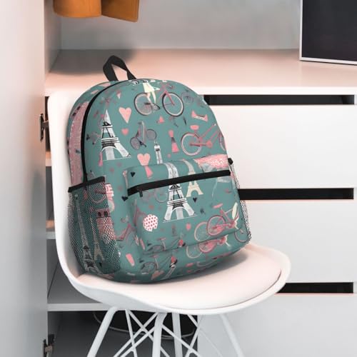 Sac à dos Tour Eiffel à poches multiples au design parisien noir