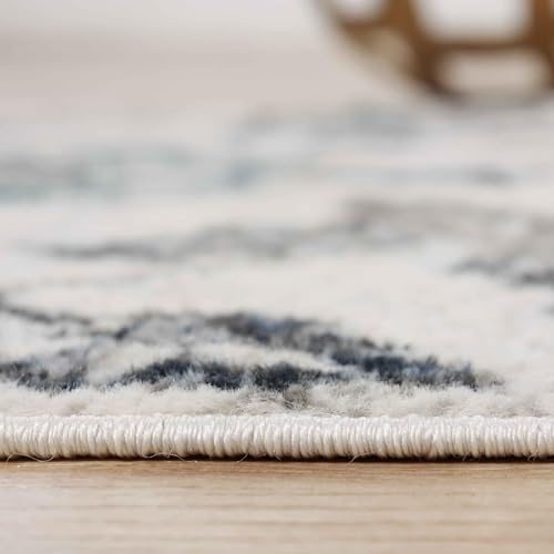 Superior Indoor Area Rug, Jute Backing, Plush Floral Rugs for Entryway, Living Room, Kitchen Floors, Bedroom, Office Floor Cover, Modern Farmhouse Rugs, Jacobean Collection, 8' x 10', Blue Ivory