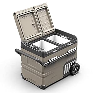 Alpicool TAW45 Portable Freezer, 12 Volt Refrigerator with Wheels, Dual Zone Temperature Control, 47 Quart (45 Liter) 12V Car Fridge Freezer for Travel, Camping, Fishing, Outdoor