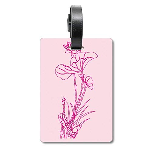 Étiquette de valise motif feuille de lotus pour bagage de voyage