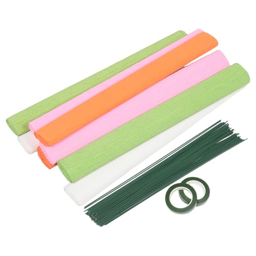 Papier crépon pour fleurs rose orange blanc et emballage floral