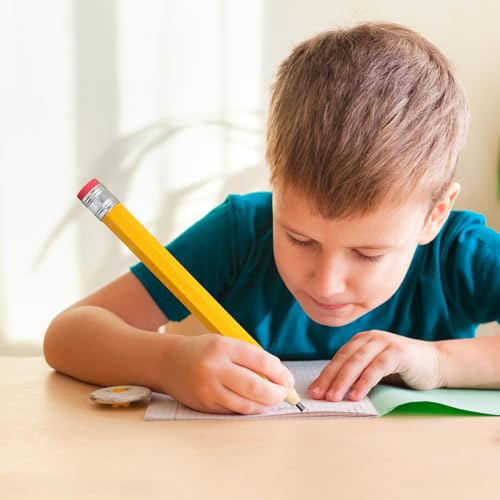 2 Stück Hölzerne Riesen Bleistift, Übergroße Jumbo Bleistifte mit Kappe und Radiergummi, Lustiger Großer Neuartiger Bleistift für Kinder, Schule, Zuhause, Büro, Prop Geschenke Dekor (Gelb, Blau)