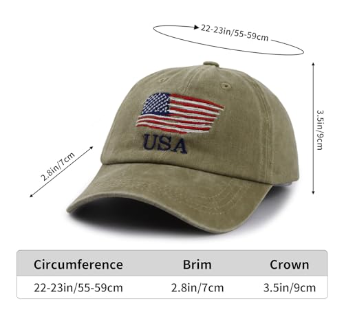 Image of American Flag Hats for Men Women, Embroidered Adjustable Cotton USA Baseball Cap