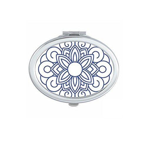 Miroir compact pour sac à main motif fleur bleue chinoise | Parfait pour les retouches au quotidien