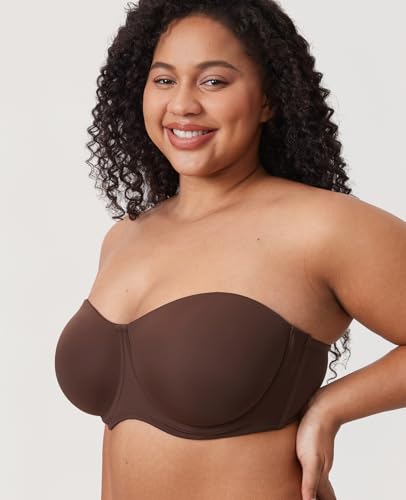 Image of DELIMIRA Confishape Strapless Full Coverage Plus Size Bra | Bandeau bra, Underwire, No Padding Unlined, for Women