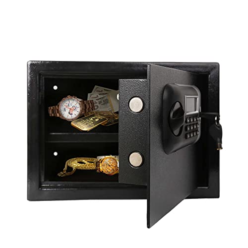 Endynino Steel Money Safe Box, LCD Keypad Safe Box, Security Safe Box with Sensitive Alarm System, Steel Alloy Drop Safe for Home Office Hotel Business Jewelry Gun Cash Use Storage