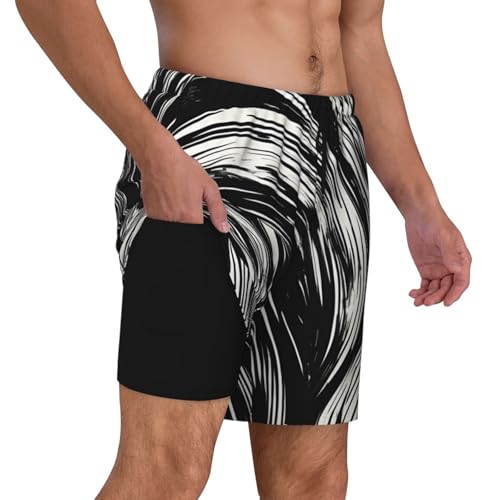 Black White Striped Print Men Stylish Functionality Swim Trunks Breathable Beach Shorts Surfing Gym Fishing3