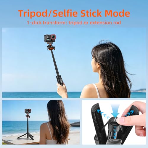 Tripod for Insta360 X5 ACE Pro 2, 21” Selfie Stick Quick Release Extension Rod Mini Table Desk Portable Handle Grip Stand with Remote Controller for Insta 360 X5 X4 Air, ACE Pro 2 Accessories — view 3