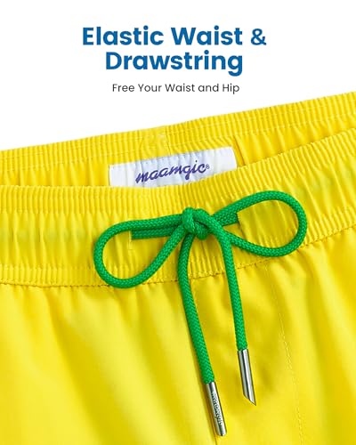 Image of maamgic Mens Swim Trunks with Compression Liner 5 Inch, Quick Dry Bathing Suit with Zipper Pockets, No-Chafing Swim Shorts