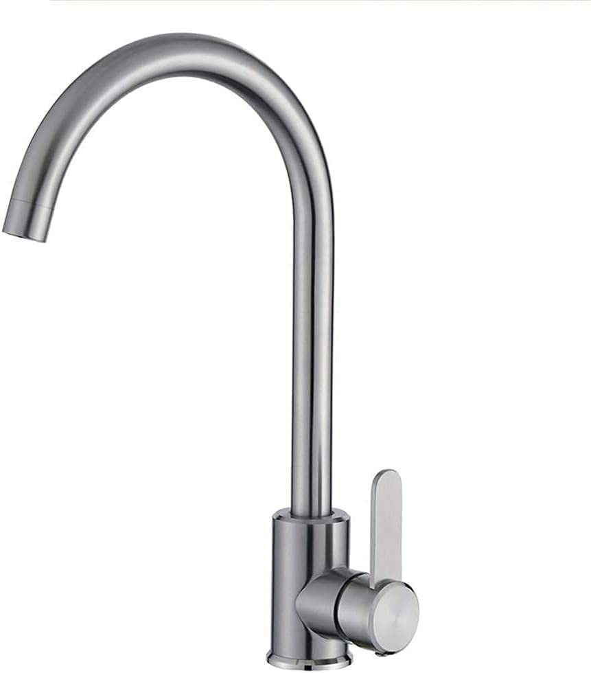 Robinet de cuisine mitigeur évier inox 304 eau chaude froide poignée unique rotative