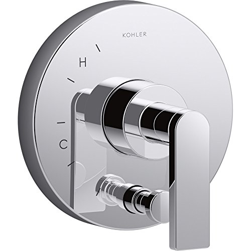 KOHLER K-T73117-4-CP Composed Valve Trim with Diverter & Lever Handle For Rite-Temp Pressure Balancing Valve, Not Included, Polished Chrome