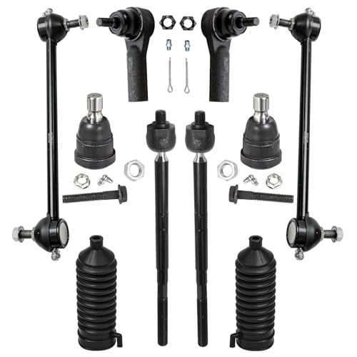 Detroit Axle - 10pc Front Suspension Kit for 2001-2004 Ford Escape Mazda Tribute 2 Lower Ball Joints 4 Inner & Outer Tie Rods 2 Sway Bar Links 2 Boots 2002 2003 Replacement