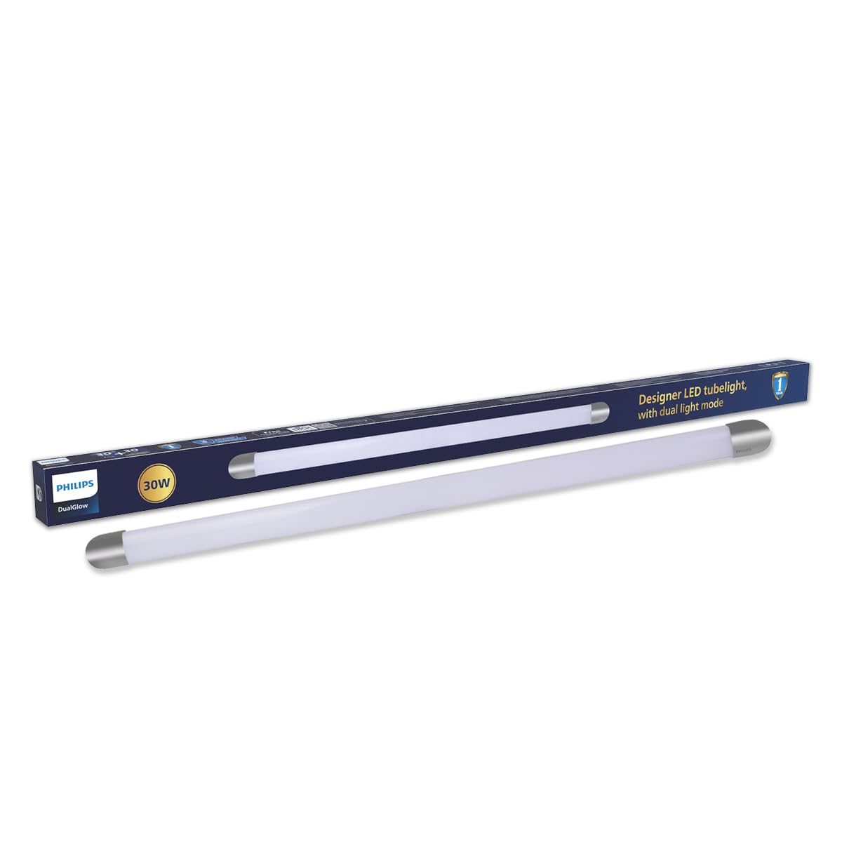 Philips Dual Glow LED Batten Light 30W WW + WW | 2-in-1 Switchable Warm White & Cool Day Light | Energy Efficient LED Tube Light | Slim Design for Home, Office & Commercial Use | Pack of 1