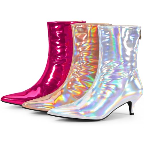 Perphy Metallic Kitten Low Heels Booties Pointed Toe Ankle Boots for Women3