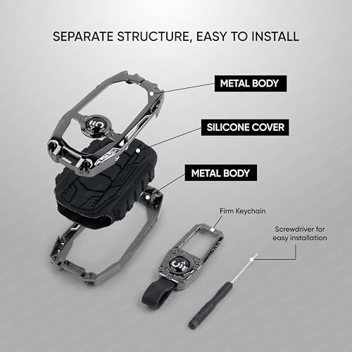 Image of SHOPOFLUX Metal key Cover Compatible with Suzuki Dzire | Ertiga 3 button smart key (Black) (Pack 1)