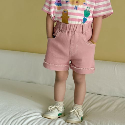 Short fille en coton léger avec taille élastique confortable - 2