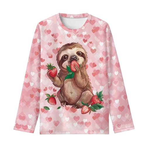 Image of Girls Cartoon Print Long Sleeve Graphic Tee Casual Crew Neck T-Shirts for 3-16 Years Little Girls