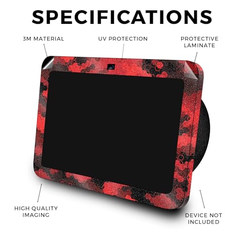 Image of Glossy Glitter Skin Compatible with Amazon Echo Show 8 (3rd Gen, 2023) - Red Hexa Camo - Premium 3M Vinyl Protective Wrap Decal Cover - Easy to Apply | Crafted in The USA by MightySkins