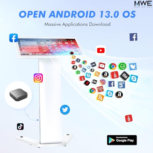 Image of MWE 43 Inch Touch-screen Self Service Kiosk, Floor Standing Digital Signage Display, FHD Information Kiosk, 2 Speakers, Interactive Display for Mall Navigation /Self-Ordering /Advertising /Retail Store