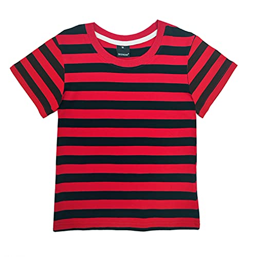 Deerose Halloween Kids Linus Costume Krueger Black Red Striped Shirt Short Sleeve Summer Basic Top 7-8 Years
