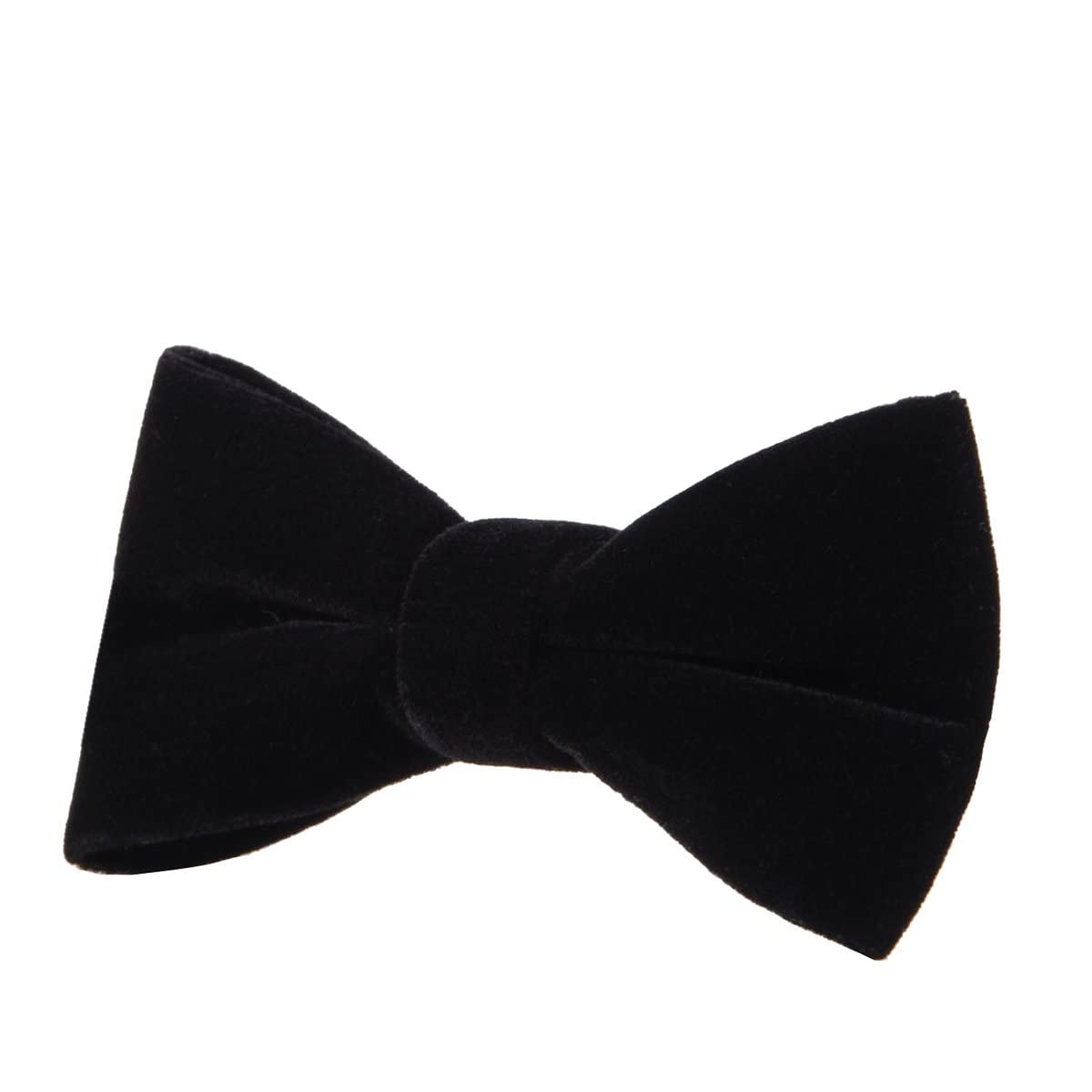 Mens Bow Tie pure silky velvet fabric Black color adjustable bend free Size-image-6