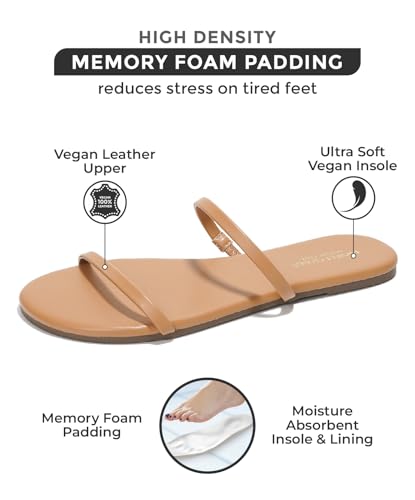 Project Cloud Summer Sandals for Women 2025 - Memory Foam Insole and Vegan Leather Beach Flip Flops for Women - Non Slip and Lightweight Double Strap Womens Sandals (Transition)2