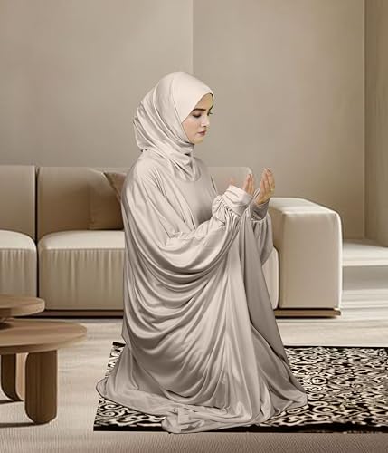 Image of Mehar Namazi Muslim Prayer Dress for Women |Modest Islamic Namaz Dress with Hijab | Soft Strechable Fabric Zunaira Farasha Namaz Outfit