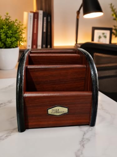 Image of Wooden Desk Organiser with Multiple Compartments