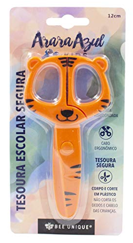 Tesoura Escolar Segura - Formato Tigre (Sem Lâmina) 12 cm, DS-SO0028