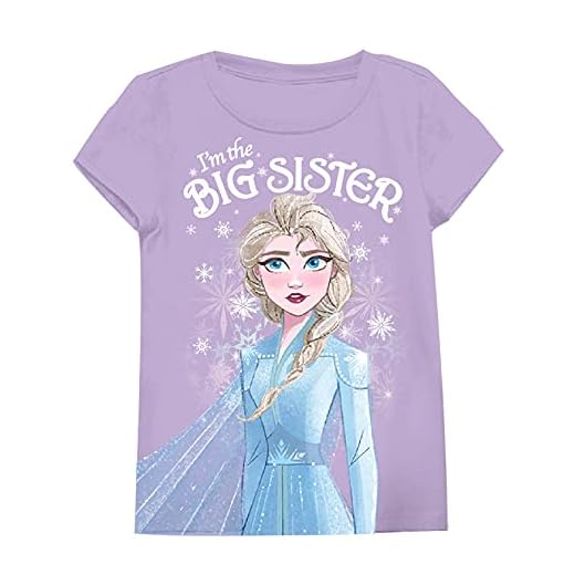 Disney Frozen Elsa I'm The Big Sister Kids Youth T-Shirt (5, Lilac)