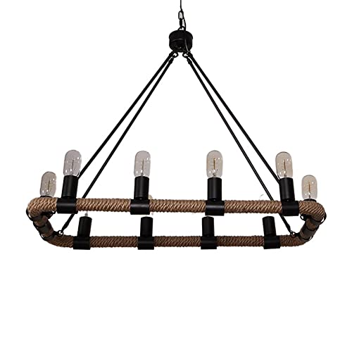 Hôtel lustre rope light grand plafonnier suspendu rétro 10 douilles en corde authentique